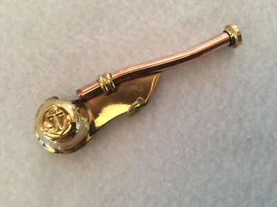 Vintage Boatswain's Call Nautical Brass & Copper Whistle, Authentic Models  India (b23)